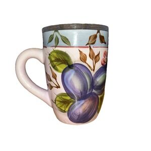 Herritage Mint Black Forest Fruits Coffee Mug Hand Painted Plums Green Leaves